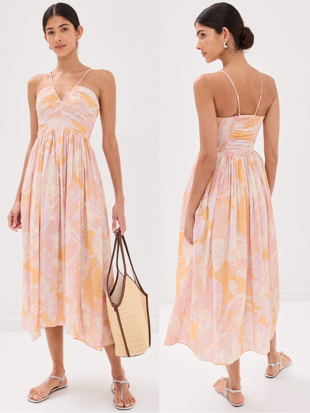 A.L.C Rumi Cotton Midi Dress in Lilac/Cumin Size 0